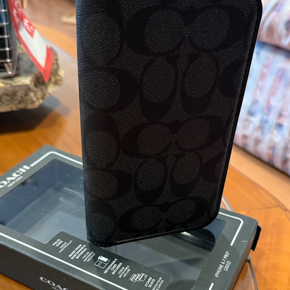 Coach Black Signature Pattern Phone Cover
